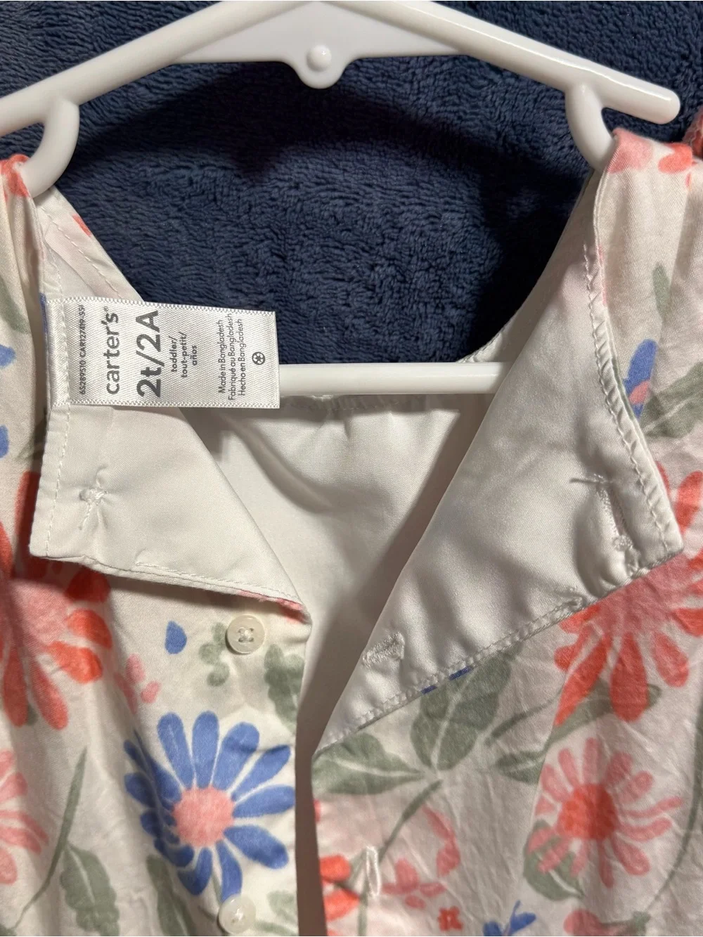 Carter's White Sundress with Coral & Blue Floral Print